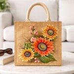 Sunflower Bouquet Hand-Painted Jute Tote