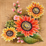 Sunflower Bouquet Hand-Painted Jute Tote - Image 2