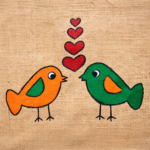 Love Birds Hand-Painted Jute Tote - Image 2