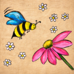 Bee & Daisy Floral Art Tote - Image 2