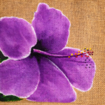 Purple Hibiscus Bloom Jute Tote - Image 2