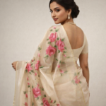 Saanjh – Hand-Painted Organza Saree - Image 3