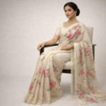 Saanjh – Hand-Painted Organza Saree - Image 5