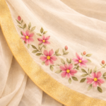 Classic Beige Floral Border Saree - Image 2