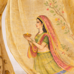 Heritage Mustard Narrative Handpainted Saree - Image 2