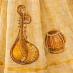 Heritage Mustard Narrative Handpainted Saree - Image 3