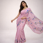 Blush Pink Floral Handpainted Saree