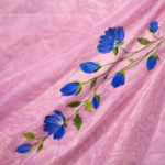 Blush Pink Floral Handpainted Saree - Image 2