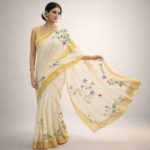 Ivory Gold Vine Handpainted Saree