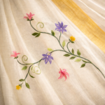 Ivory Gold Vine Handpainted Saree - Image 2