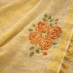 Golden Mustard Handpainted Linen Saree - Image 2