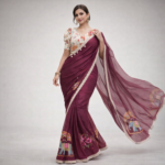 Royal Wine Elephant Motif Saree