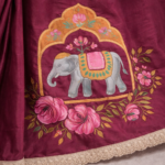 Royal Wine Elephant Motif Saree - Image 2