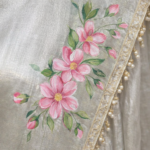 Vrinda Bloom – Hand-Painted Pure Tissue Silk Saree - Image 2