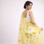 Basant – Hand-Painted Premium Floral Organza Saree - Image 5