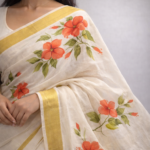 Shwet Pushpika – Hand-Painted Handloom Cotton Saree - Image 4
