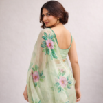 Pushpanjali – Hand-Printed Pure Organza Saree - Image 5