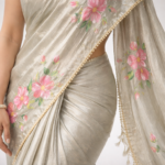 Vrinda Bloom – Hand-Painted Pure Tissue Silk Saree - Image 4