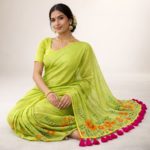 Manjari – Hand-Printed Malmal Cotton Saree - Image 5