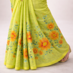 Manjari – Hand-Printed Malmal Cotton Saree - Image 4