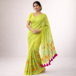 Manjari – Hand-Printed Malmal Cotton Saree