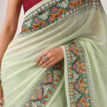 Mithila Vriksha – Hand-Painted Cotton Saree - Image 2
