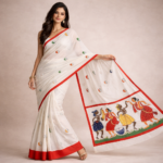 Nritya Saura – Hand-Painted Mulmul Cotton Saree - Image 5