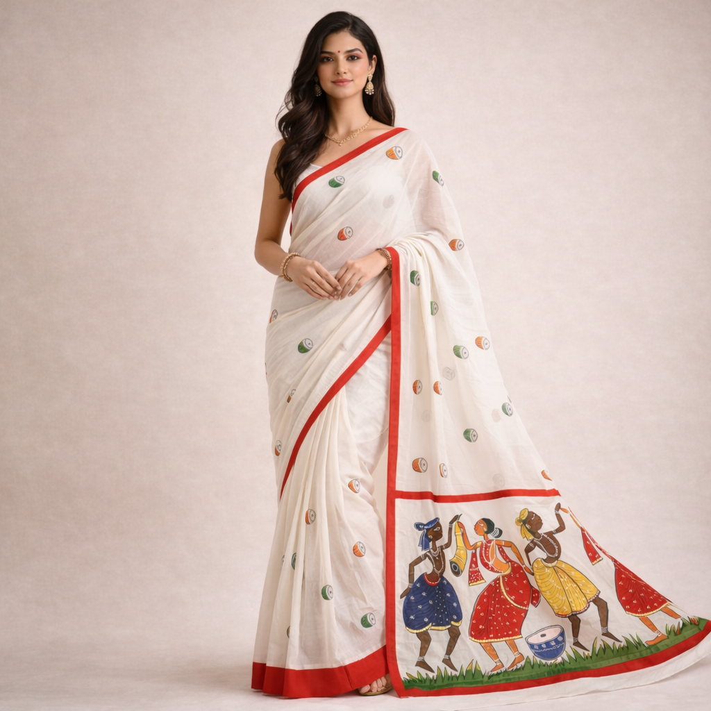 ChatGPT-Image-Feb-7-2026-06_25_54-AM-1.png Nritya Saura – Hand-Painted Mulmul Cotton Saree - Image 1