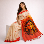 Bhavya – Hand-Painted Cotton Saree (Kalighat Art)