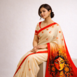 Bhavya – Hand-Painted Cotton Saree (Kalighat Art) - Image 3