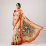 Ishani – Hand-Painted Cotton Saree (Kalighat Art)
