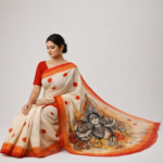 Ishani – Hand-Painted Cotton Saree (Kalighat Art) - Image 3