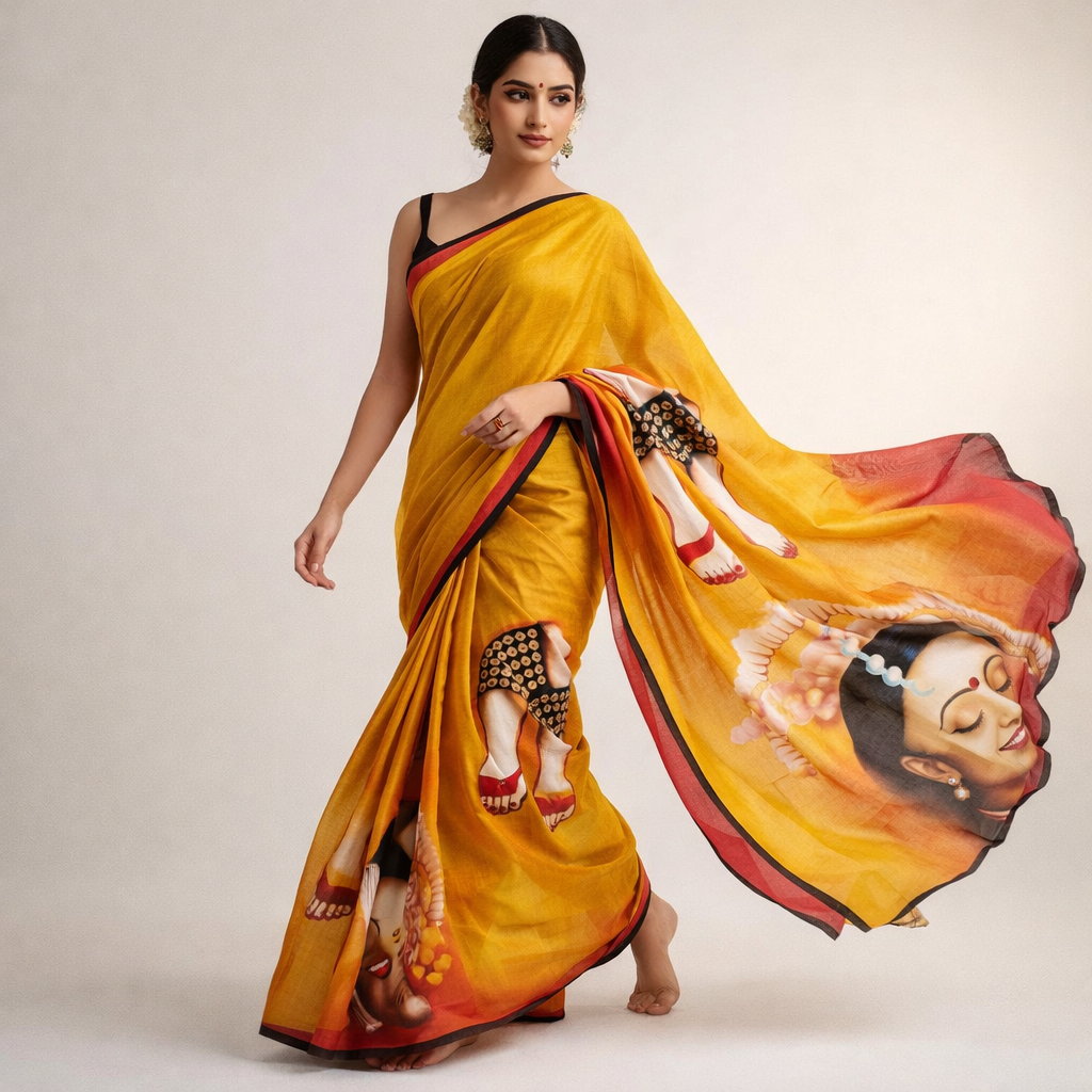ChatGPT-Image-Feb-7-2026-08_42_52-PM-1.png Padmani – Hand-Painted Cotton Saree (Phad Art) - Image 1