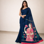 Nayantara – Hand-Painted Georgette Saree (Kishangarh Art)