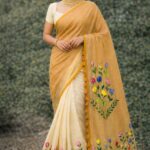 Half n Half Handpainted Saree