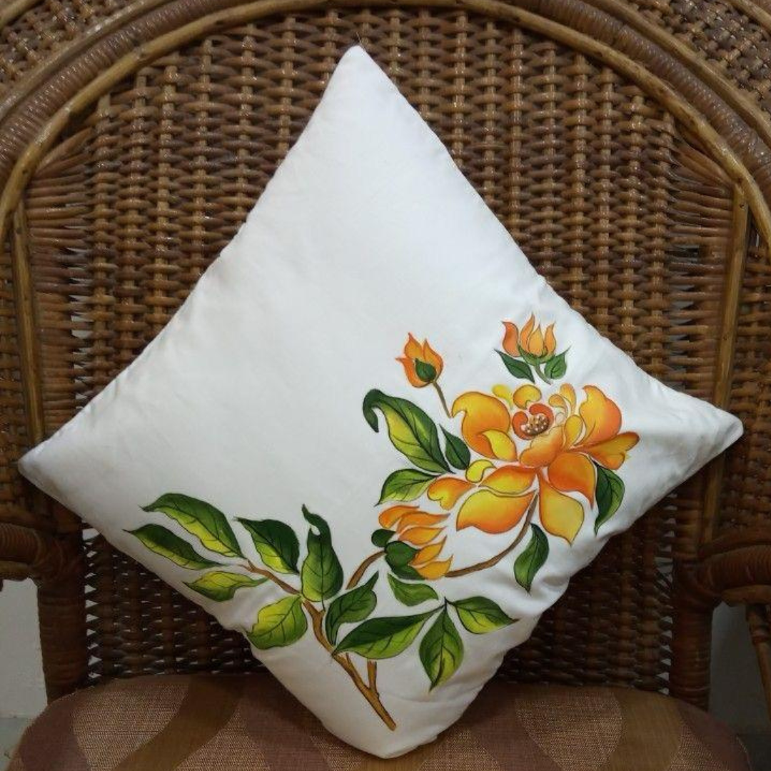 3 Golden Bloom Floral Cushion Cover - Image 1
